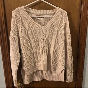 Anthro Pilco cream v-neck knit sweater size small